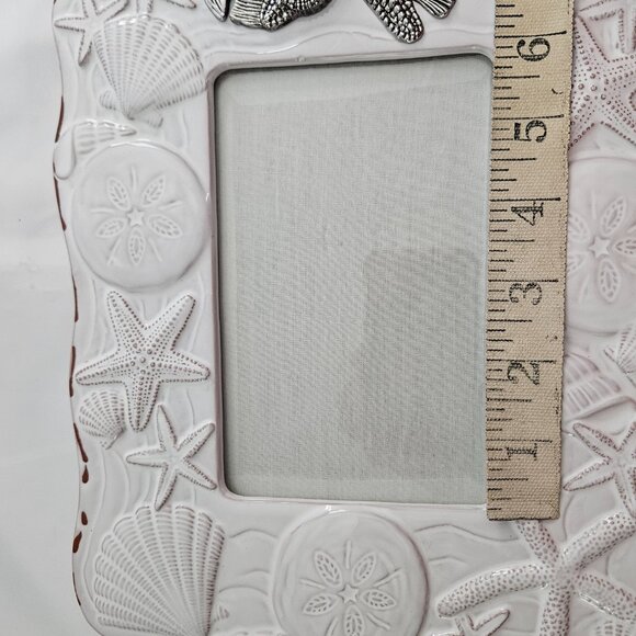 Coastal Ceramic Seashell Starfish Seahorse Photo Frame 4x6 Beach Decor - Picture 14 of 15
